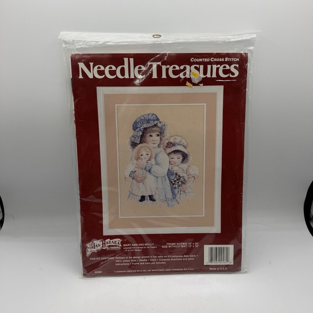 Vintage Needle Treasures Crewel Kit Mary Ann and Molly 12x16 Jan Hagara 02562